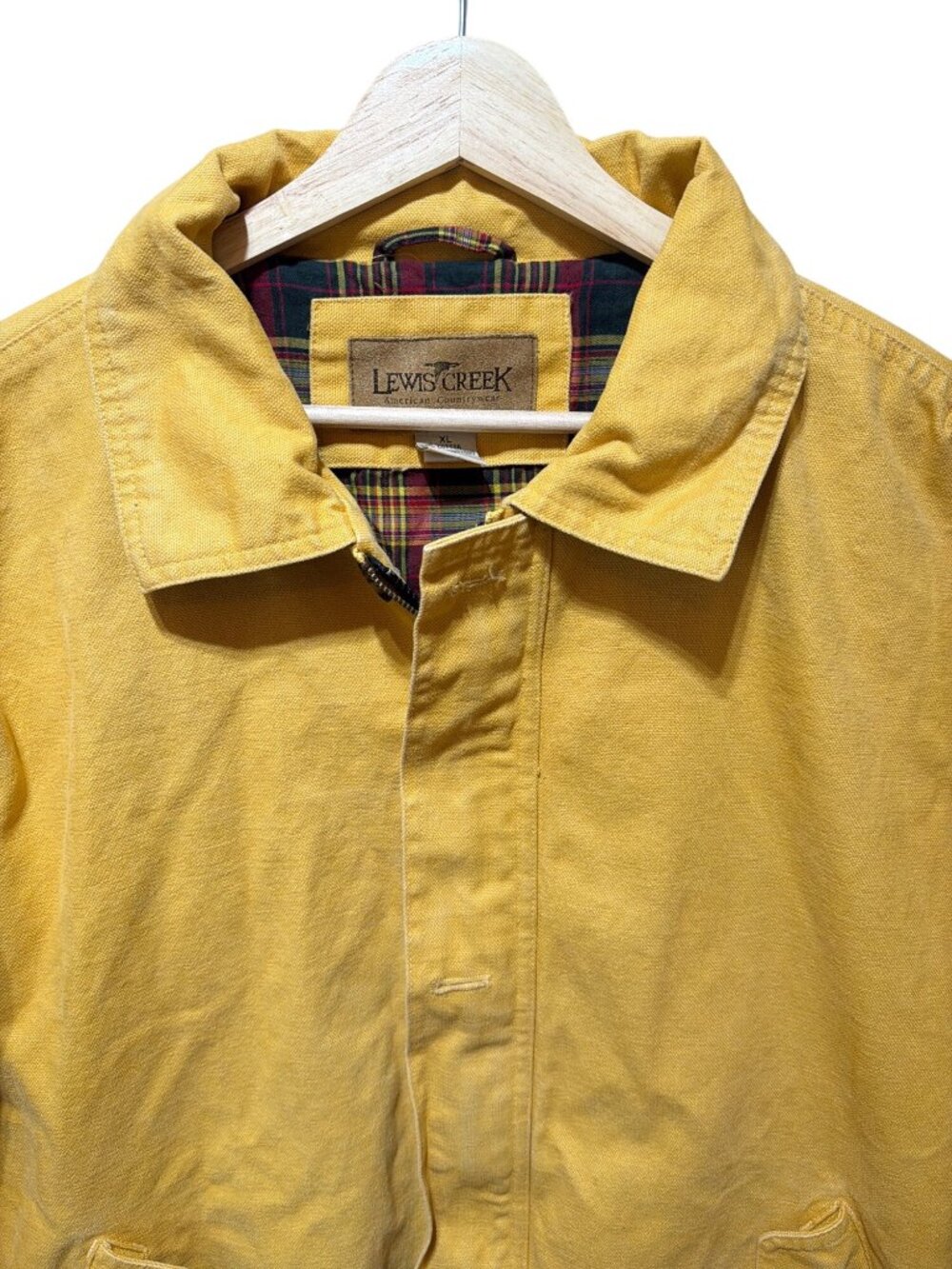 Lewis Creek Vintage 90's Yellow Duck Canvas Plaid Lined Harrington Bomber Jacket - Picture 3 of 10